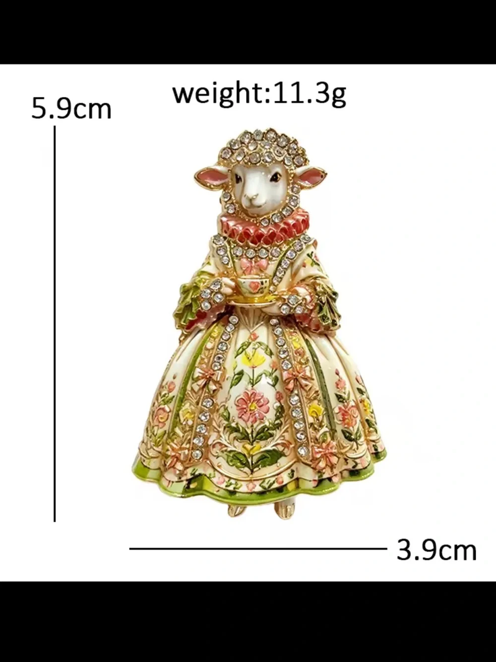 Victorian Sheep Lady Floral TeaLover Brooch